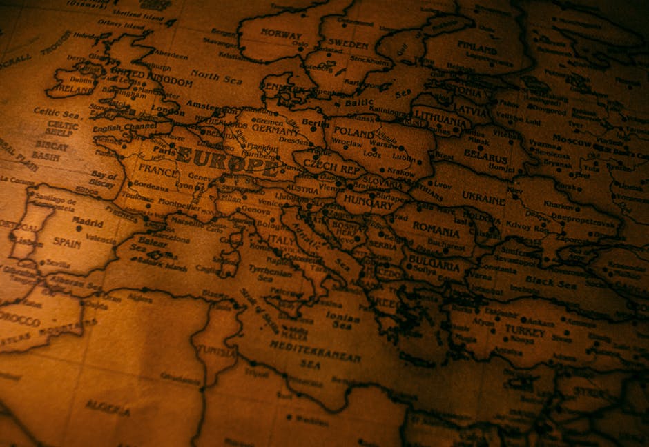 detailed vintage style map of europe showcasing classic trav