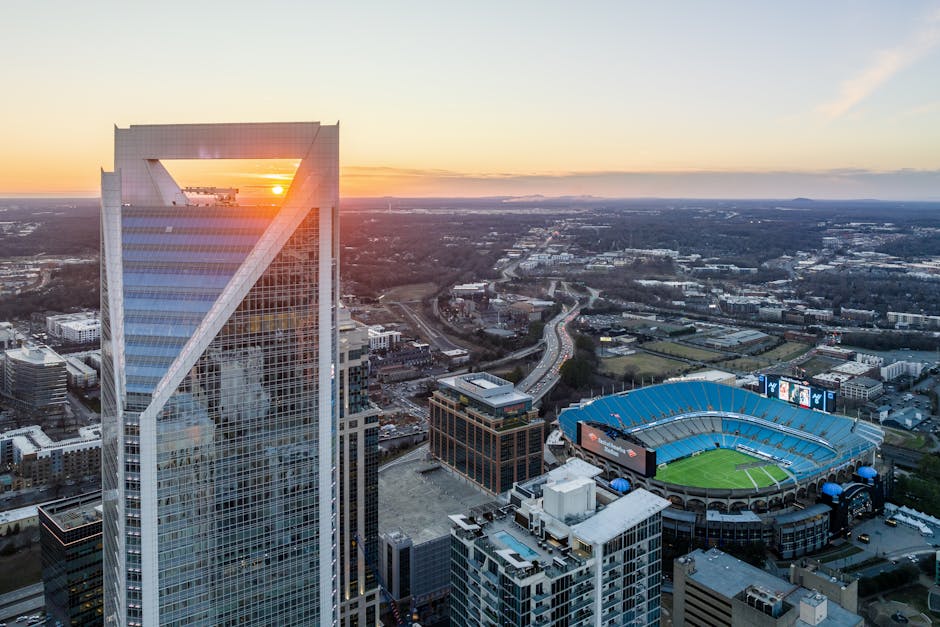 aerial view of charlotte s skyline and bank of america stadi